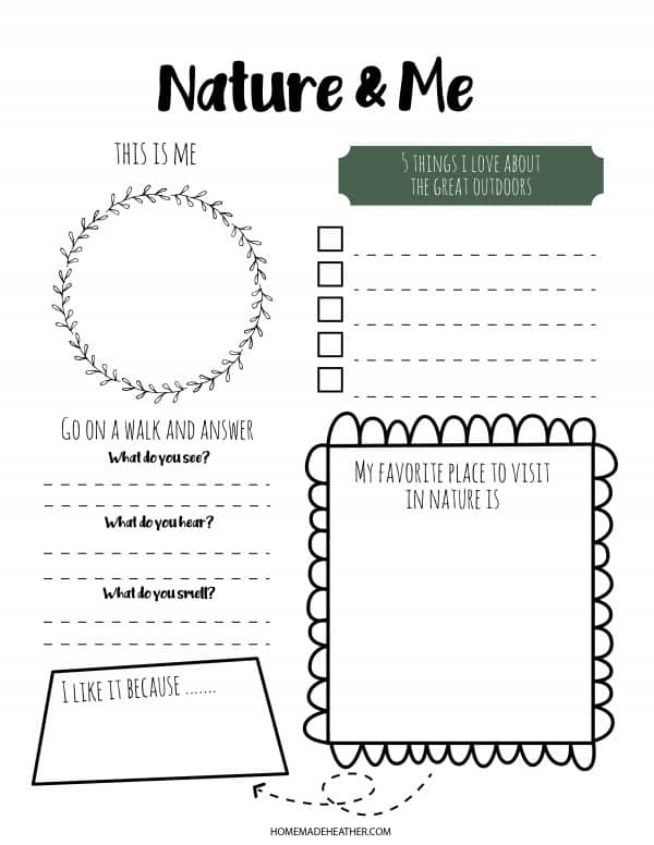 Nature themed journal page free printable.