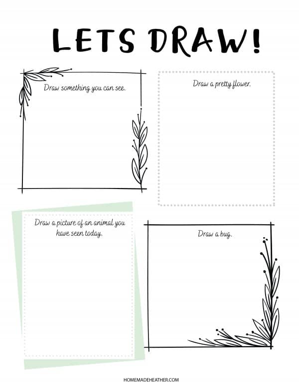 Let's draw nature journal printable page.