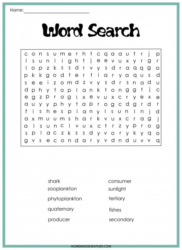 Free Shark Word Search Activity Printable