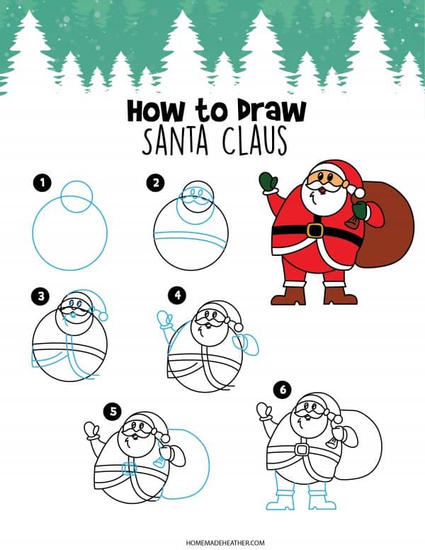 Free How to Draw Santa Printable