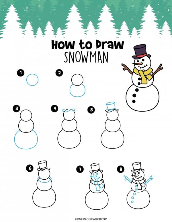 Free How to Draw Snowman Printable