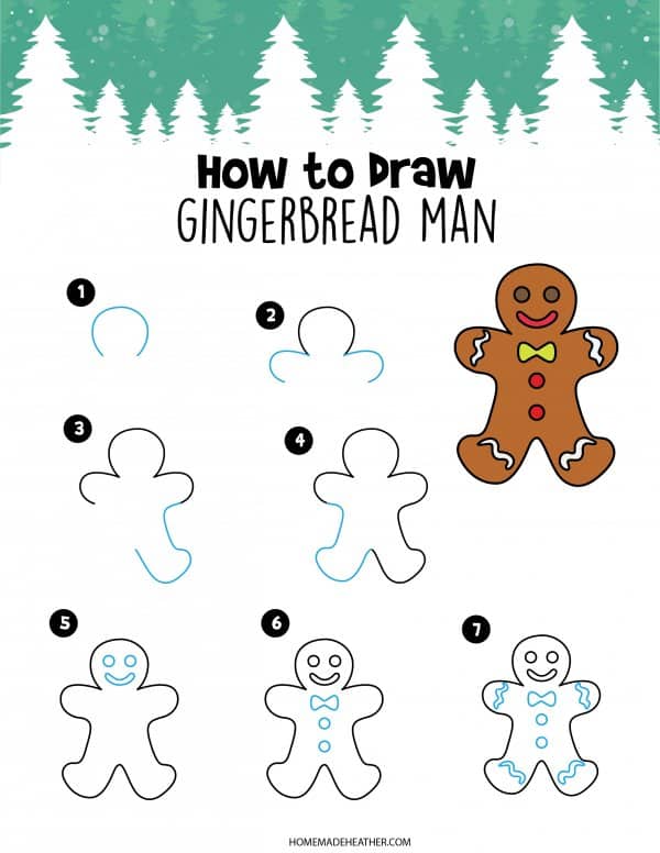 Free How to Draw Gingerbread Printable
