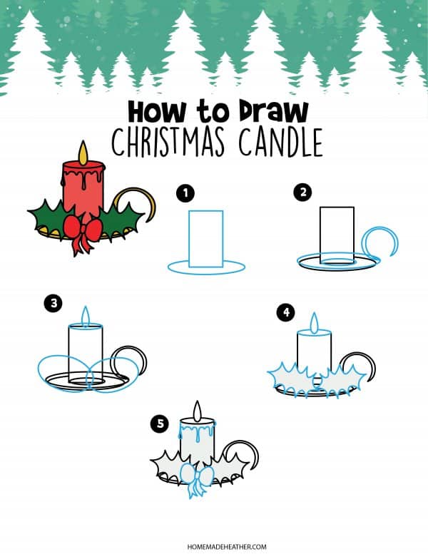 Free How to Draw Christmas Candle Printable