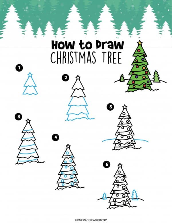Free How to Draw Christmas Tree Printable