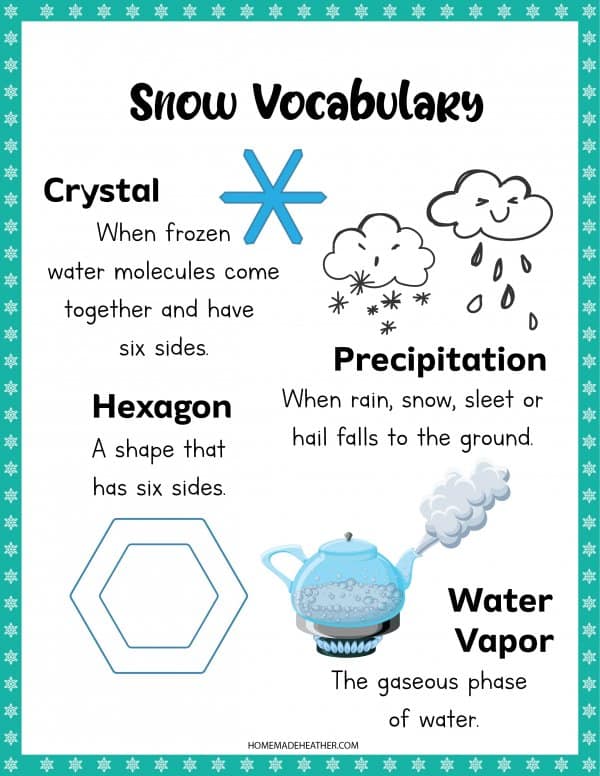 Snow Vocabulary Printable