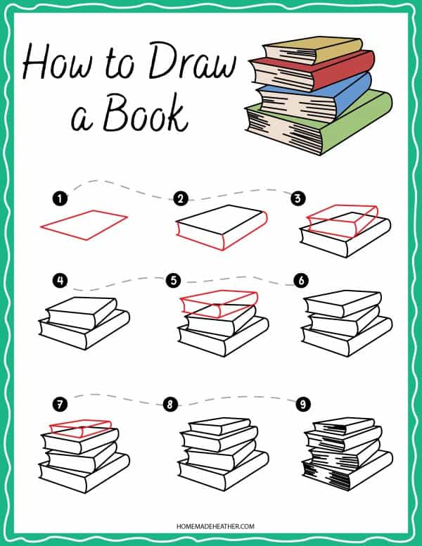 how to draw a book printable