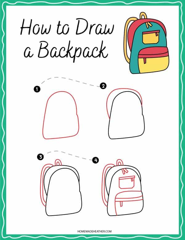 How to draw a backpack printable
