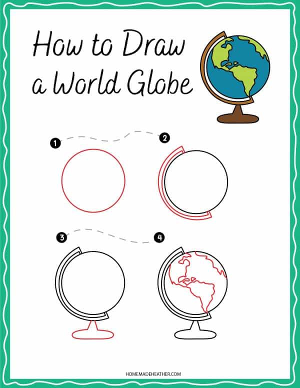 How to draw a globe printable