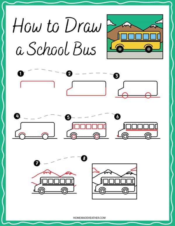 how to draw a bus printable