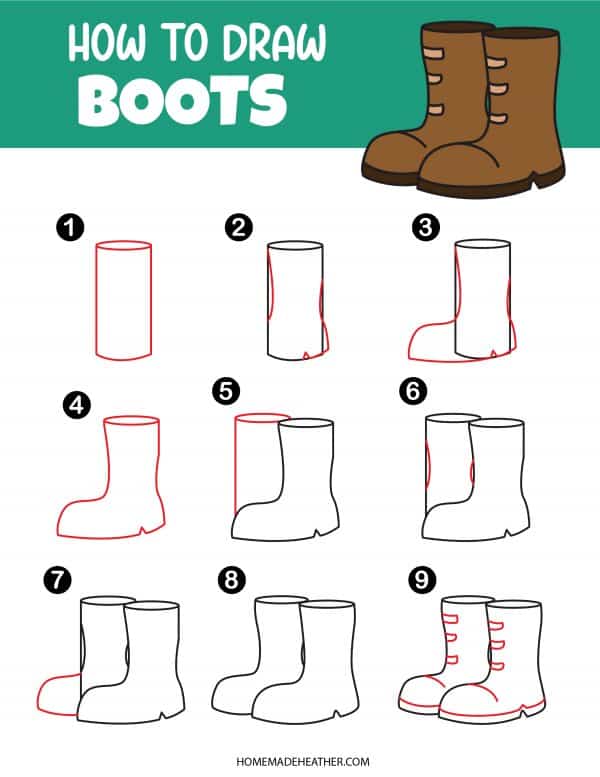 beach activity set Free How To Draw Boots Printable
