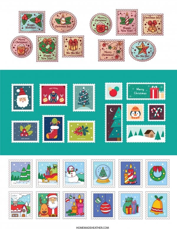Colorful Letter to Santa Printable Stamps.
