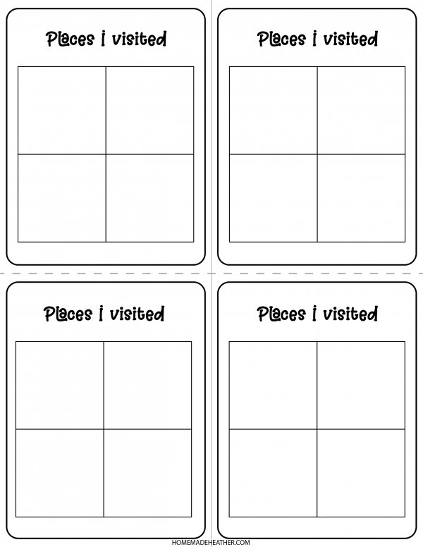 Printables with space to write about the places visited on a pretend travel adventure.