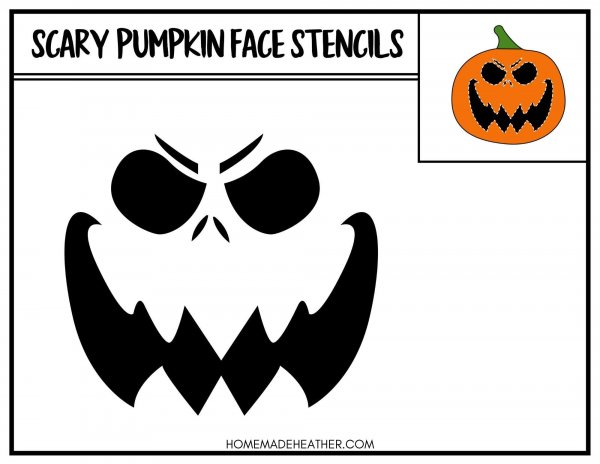 Free Scary Face Pumpkin Stencil