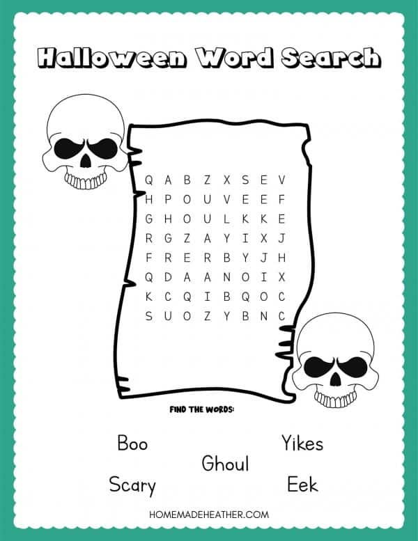 Free Halloween Word Search Printable