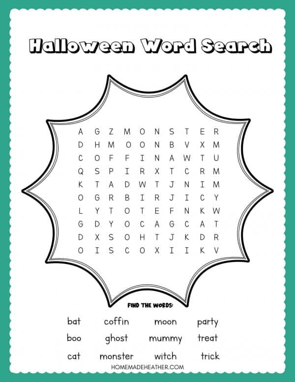 Free Halloween Word Search Printable