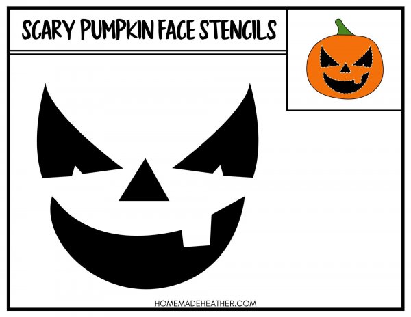 Free Printable Pumpkin Face Stencil in black and white.