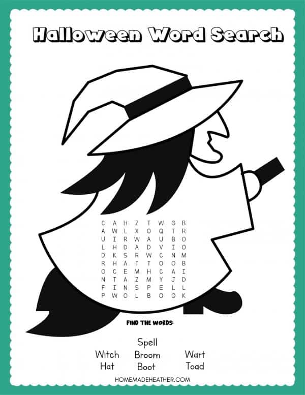 Witch Word Search Printable