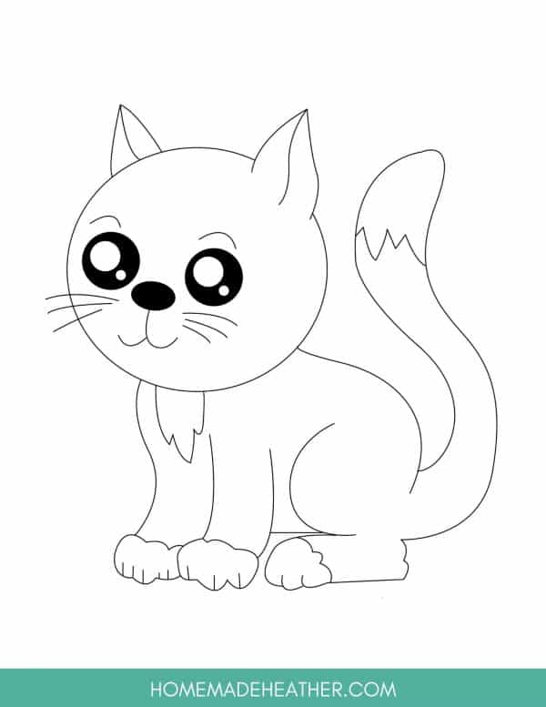 Free Cute Cat Coloring Page