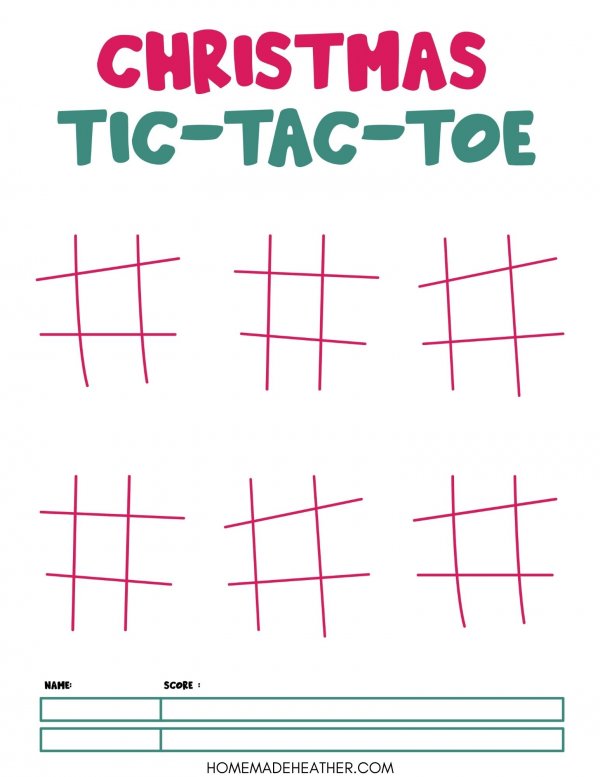 beach activity set Free Christmas Tic Tac Toe Printable