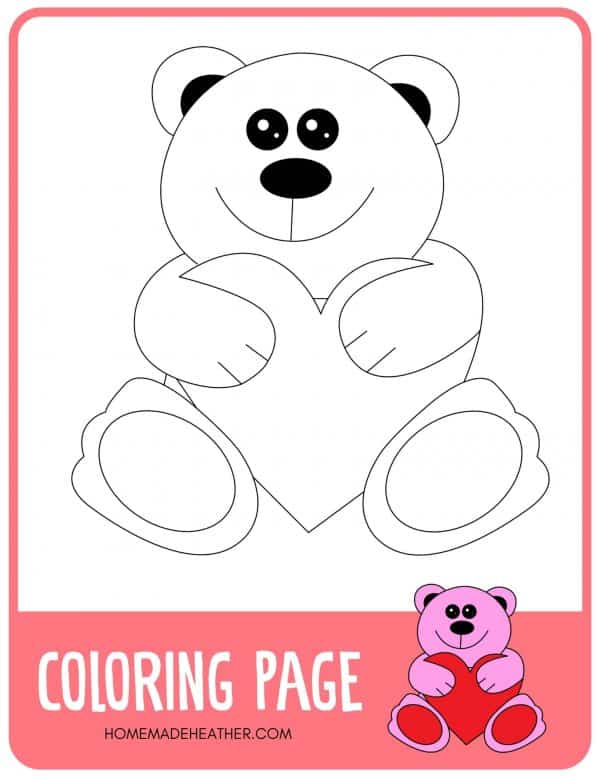 beach activity set Bear with a heart coloring page free activity printables.