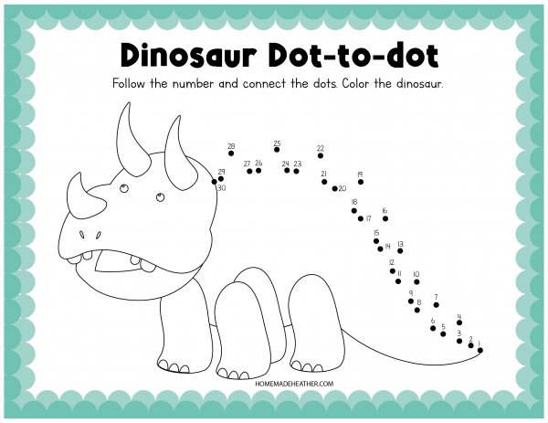 Printable dinosaur dot to dot.