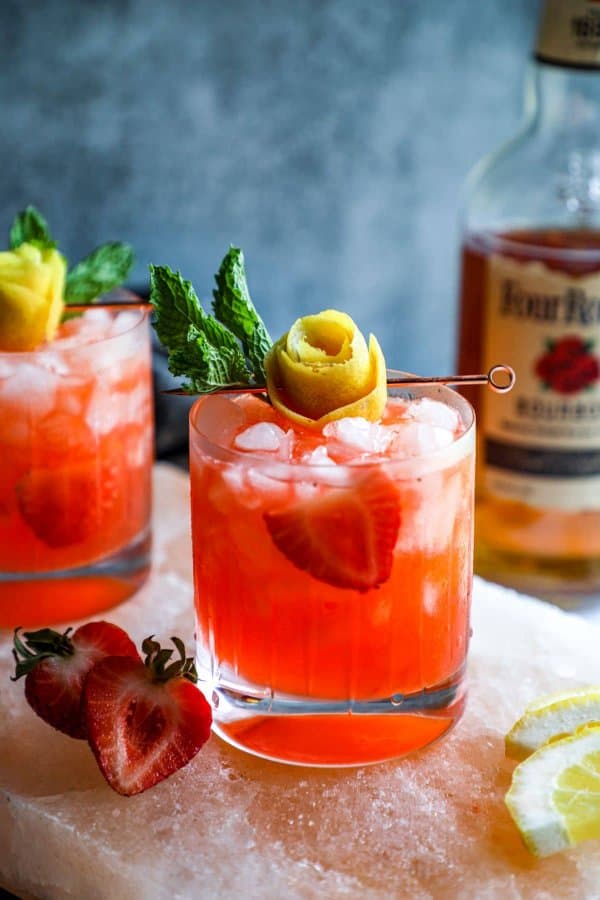 Strawberry Lemonade Keto Whiskey Smash