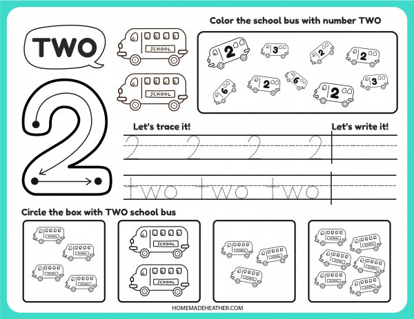 mothers day activity printables Free Number Tracing Printable Two