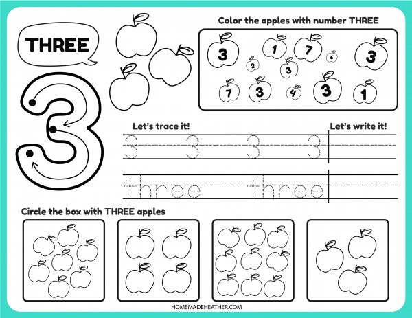 mothers day activity printables Free Number Tracing Printable Three