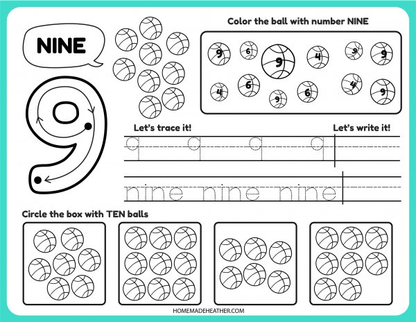 mothers day activity printables Free Number Tracing Printable nine