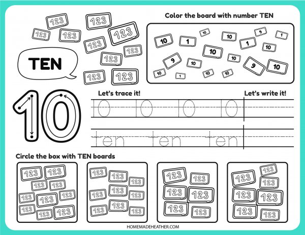 Free Number Tracing Printable Ten
