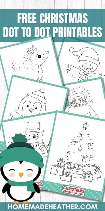 Free Christmas Dot to Dot Printables in a flat lay.
