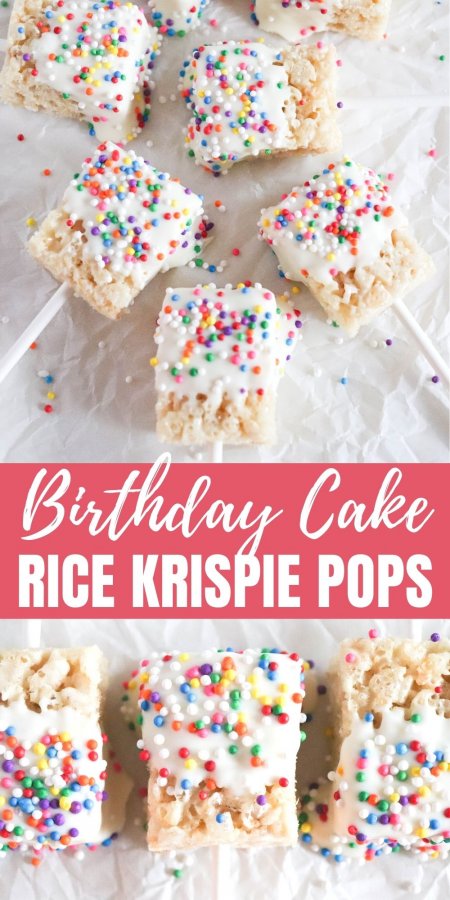 Birthday Cake Rice Krispie Treat Pops