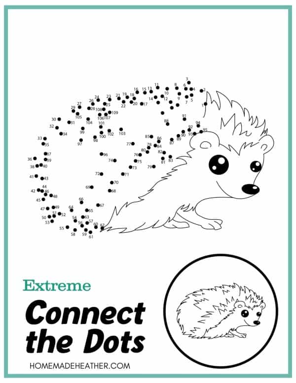 Free Extreme Dot to Dot Printable Hedgehog