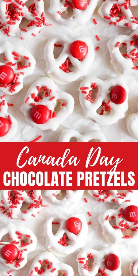 Canada Day Chocolate Pretzels