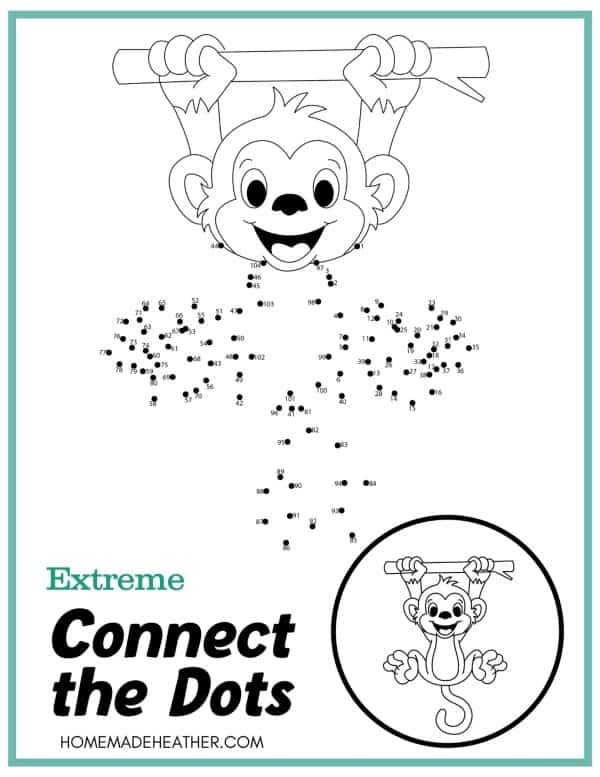 Free Extreme Dot to Dot Printable Monkey