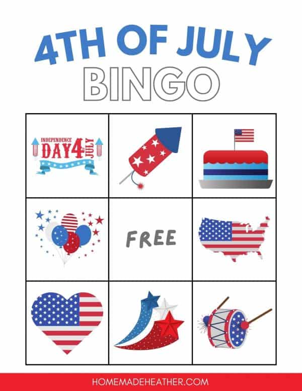 Free Fourth of July Bingo Printable Card