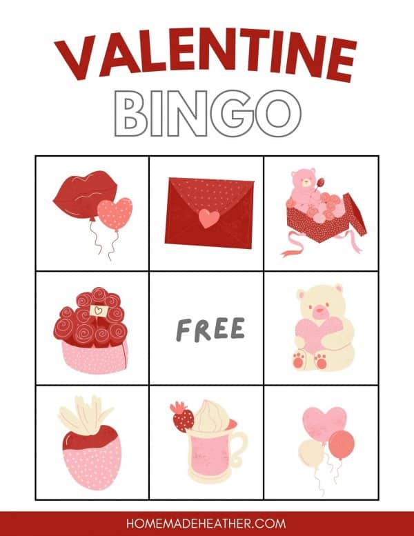 Free Valentine Bingo Printable Card