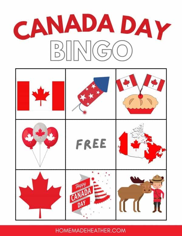 Free Canada Day Bingo Printable Card