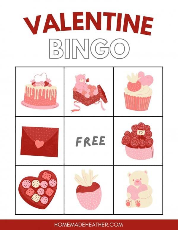 Free Valentine Bingo Printable Card