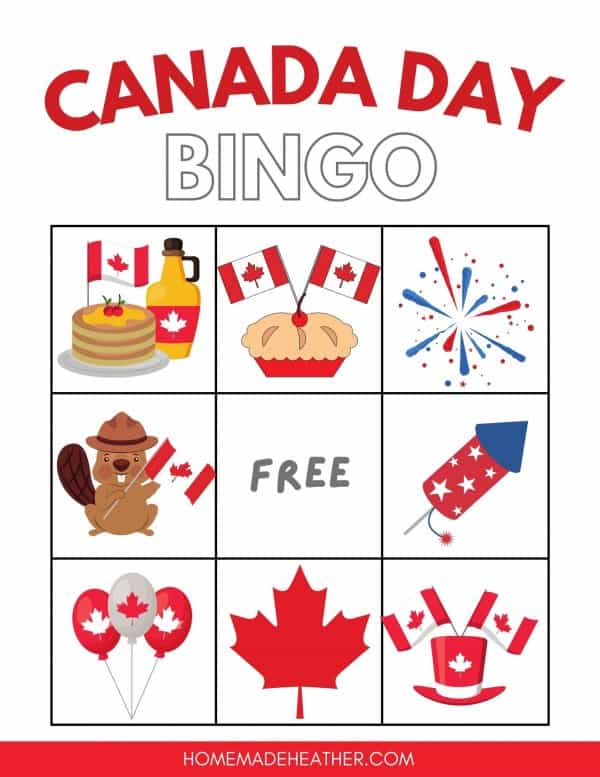 Free Canada Day Bingo Printable Card