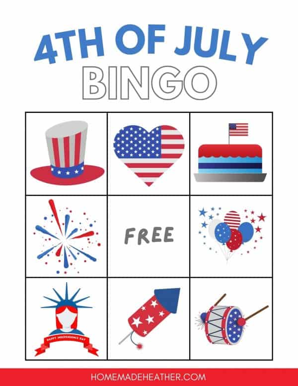 Free Fourth of July Bingo Printable Card