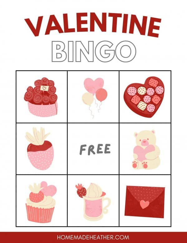 Free Valentine Bingo Printable Card