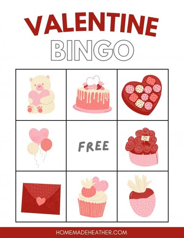 Free Valentine Bingo Printable Card