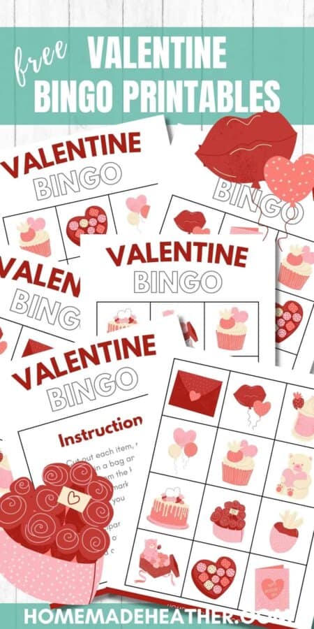 Free Valentine's Day images bingo game printables.