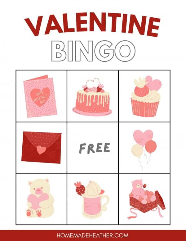 Free Valentine Bingo Printable Card