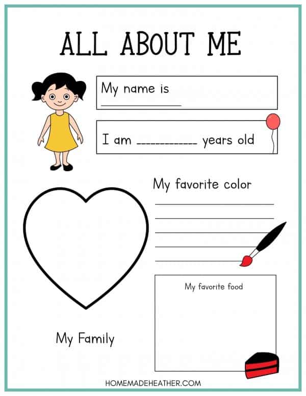 Free All About Me Activity Printable