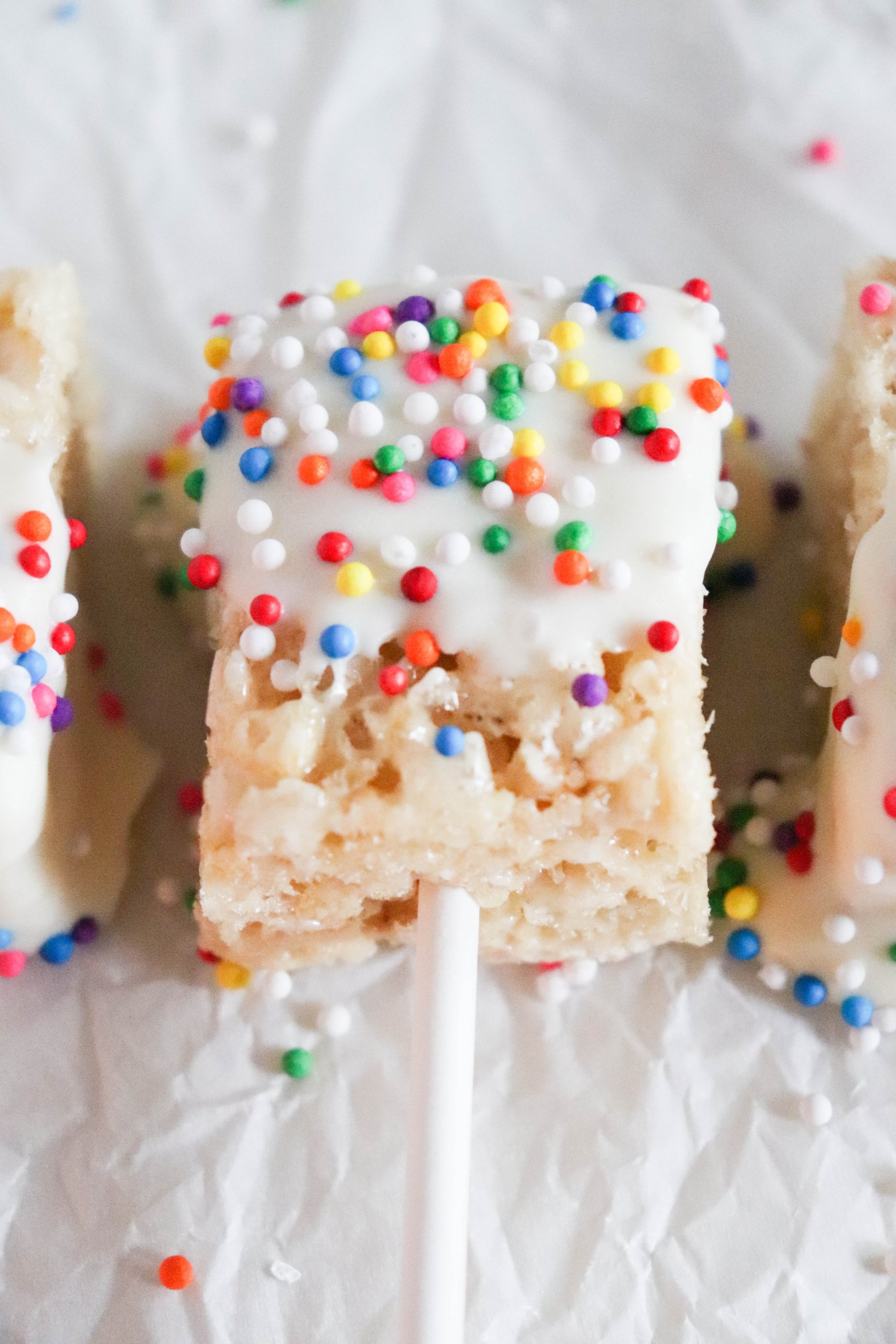 Birthday Cake Rice Krispie Treat Pops » Homemade Heather
