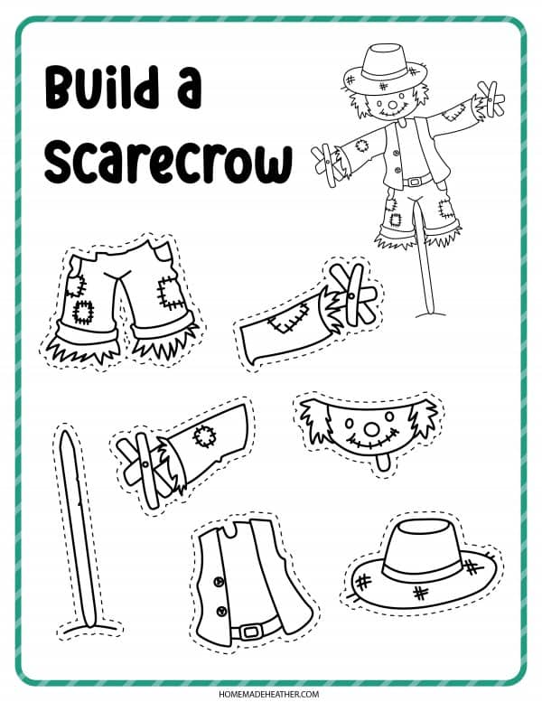 Build a Scarecrow Coloring Page