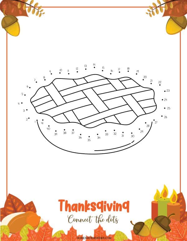 Free Thanksgiving Dot to Dot Pie