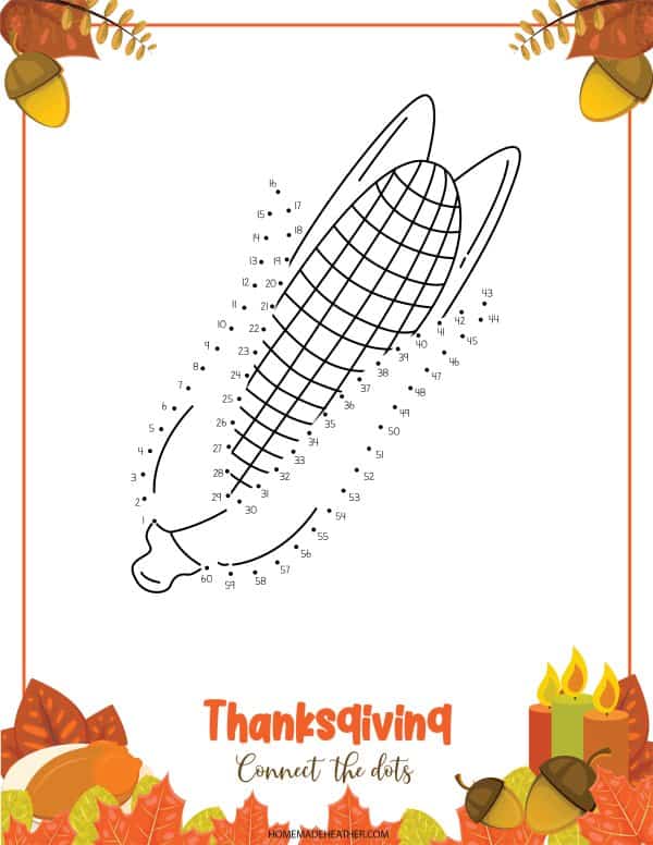 Free Thanksgiving Dot to Dot Corn